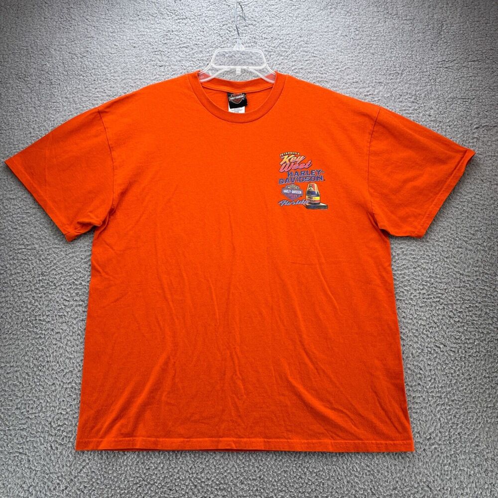Harley Davidson Shirt Mens XL Orange Key West Florida Peterson's Motorcycles